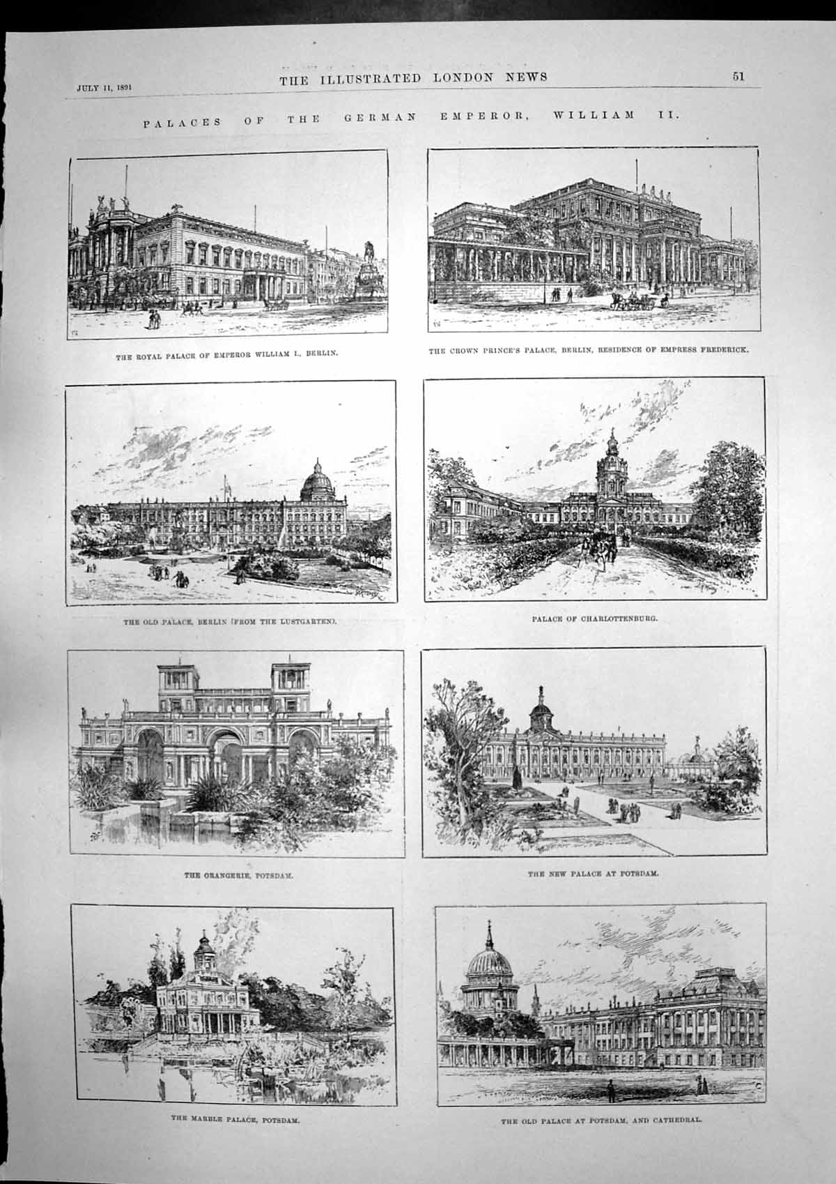 Old Antique Print Palaces German Emperor Apartments Cumberland Lodge 1891 19th