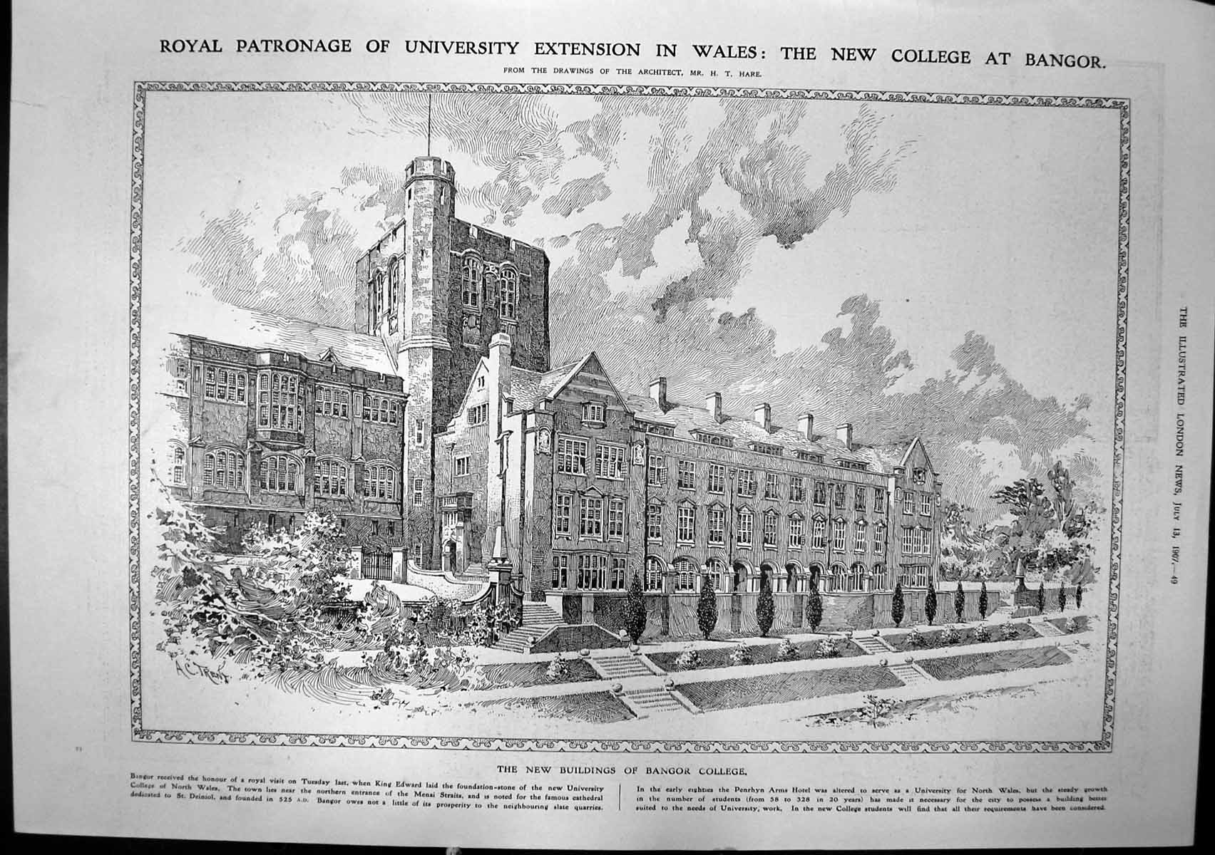 Old Print Bangor College Rip Van Winkle Country Baths Alcazar Seville1907 20th