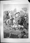 Old Antique Print Anglo Indian Life Morning Ride Japanese Dwarf Tree 1891 19th
