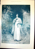 Antique Old Print Rose Devon D Knowles Lady Floods Thames Valley Windsor 1891