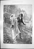 Antique Print Sunshine H Koch Couple Silver Statuette Duke Wellington 1893 19th