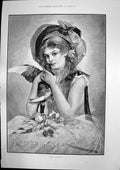 Old Print Doves Girl Dove Trail Sword Iberville Lake Vast Splendour 1893 19th