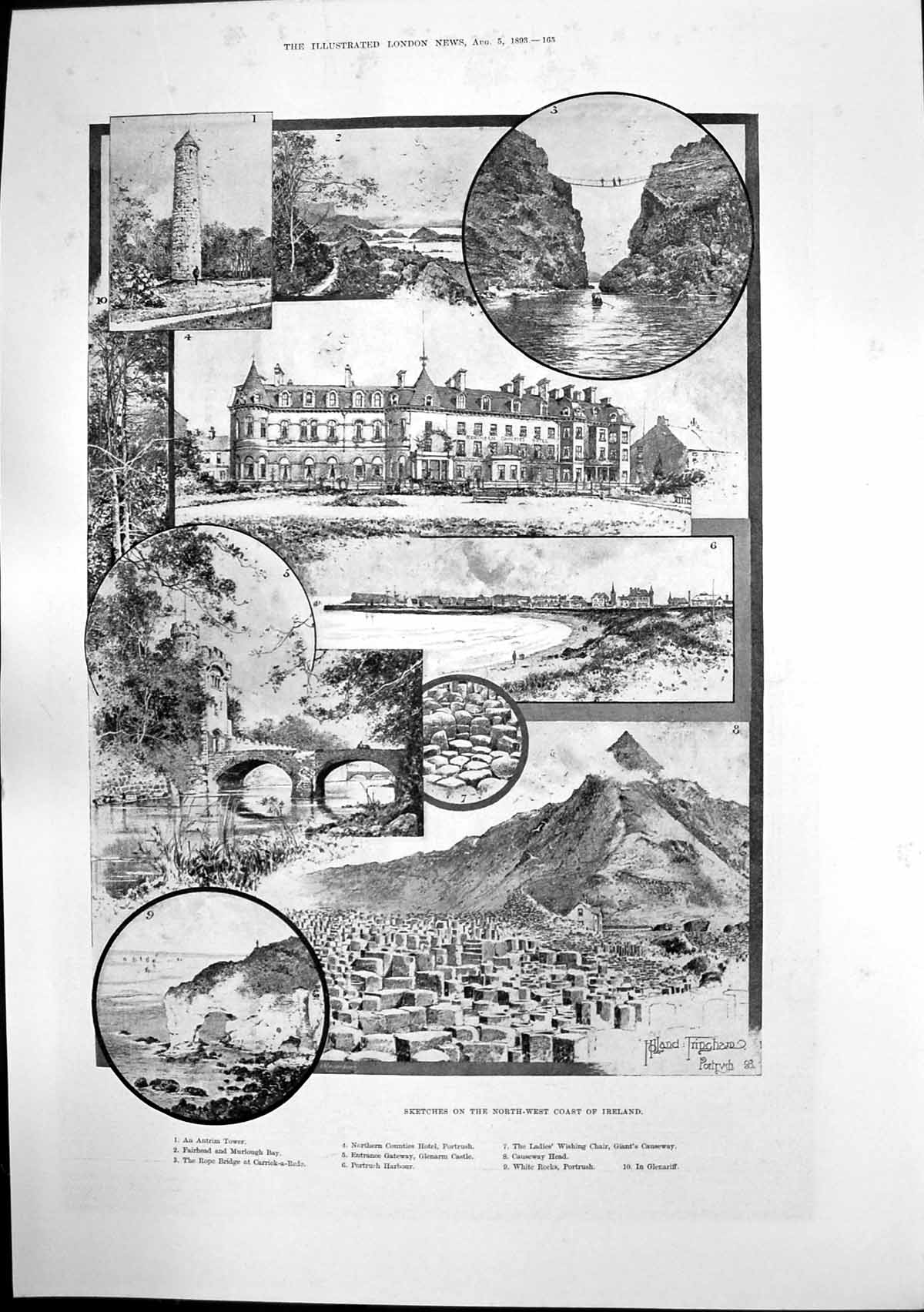 Old Antique Print Coast Ireland Causewayhead Comic Chinese Tragedy 1893 19th