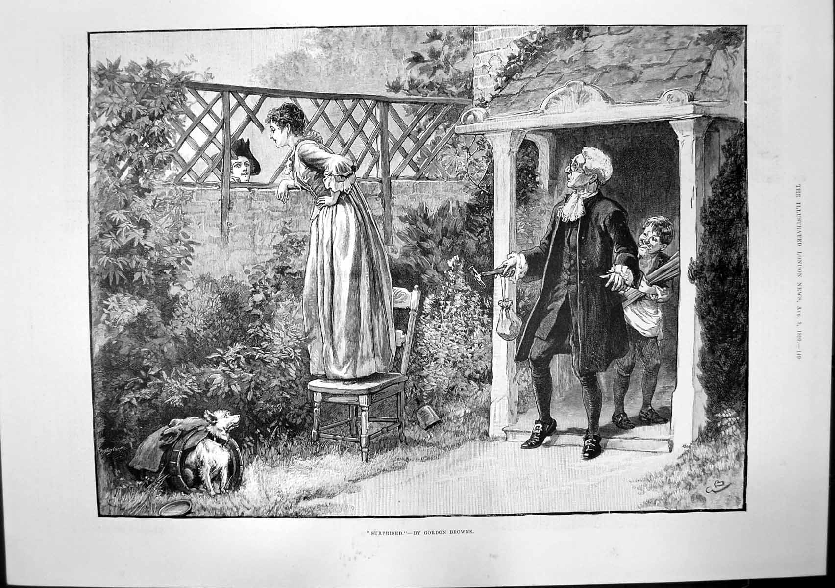 Old Print Surprised Browne Britannia Cowes Fisheries Exhibition Truro1893 19th