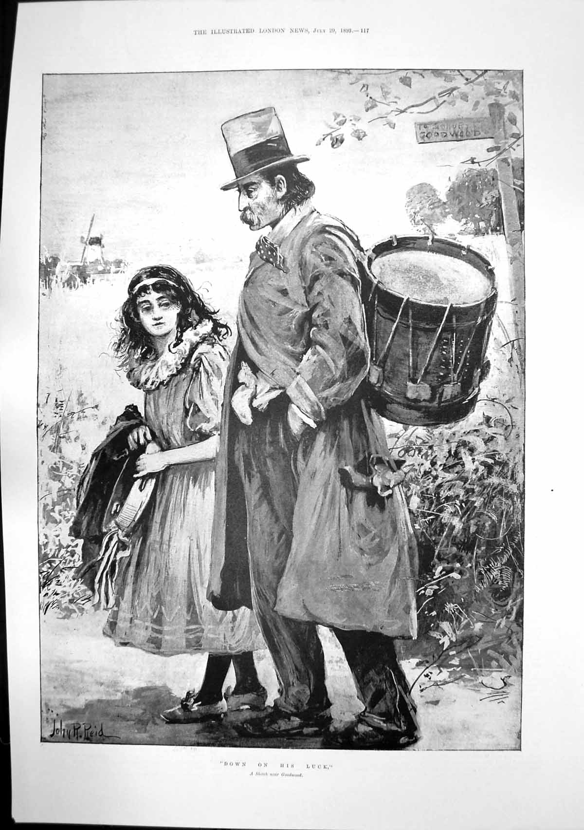 Old Antique Print Down His Luck J Reid Monument Inverness Camerons 1893 19th