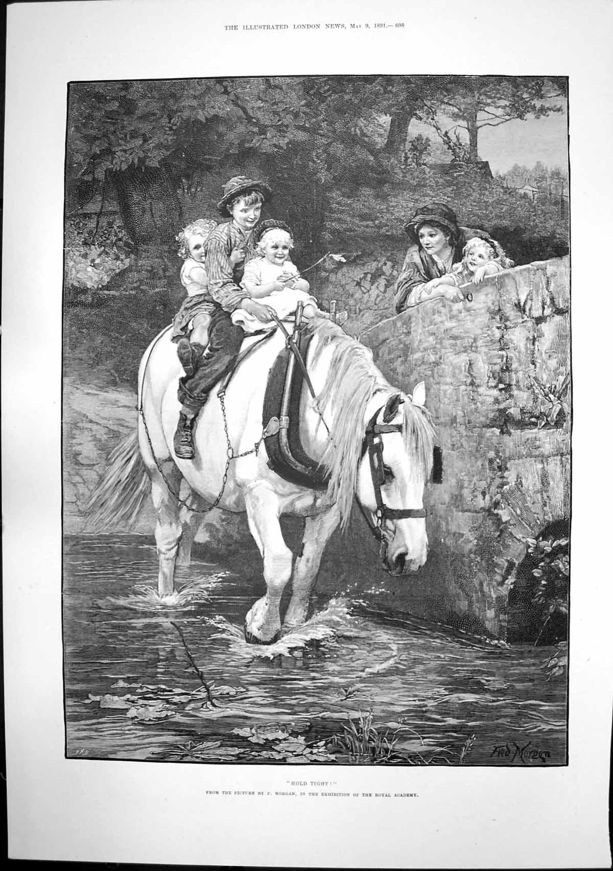 Original Old Antique Print HTight F Morgan Love Renewed Winter Discontent 1891