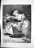 Antique Print Babys First Christmas London School Board Truant School 1893 19th