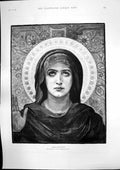 Antique Old Print Vierge Consolatrice Bouguereau Christmas Cruise Sketch 1893