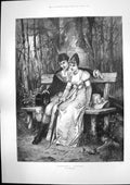 Antique Old Print Grandmammas Courtship Earl Lady Bathurst Ingram Bywater1893