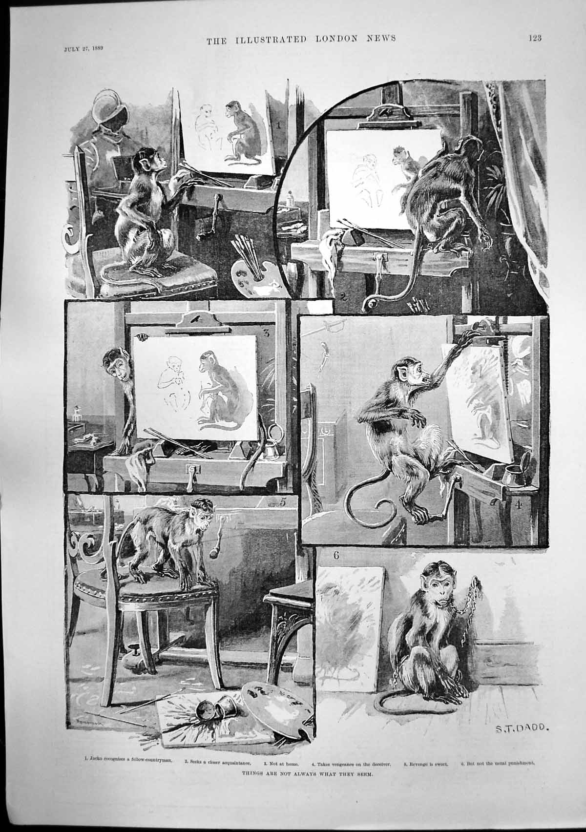 Old Antique Print Things Not Always What They Seem Monkey Pears Soap 1889 19th