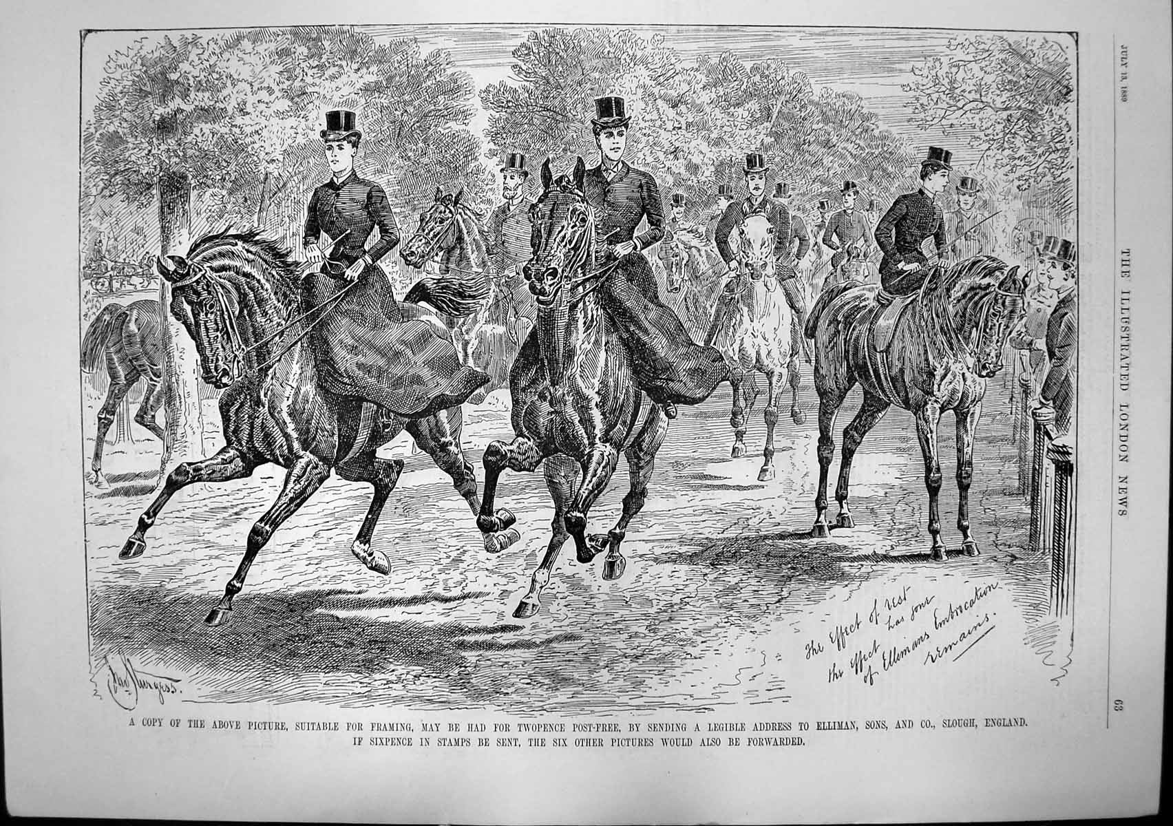 Antique Old Print Ellimans Embrocation Coventry Machinists Club Cycles 1889