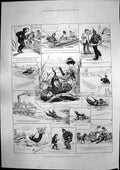 Old Antique Print Adventures Thames Boyton Floating Dress Pears Soap 1886 19th