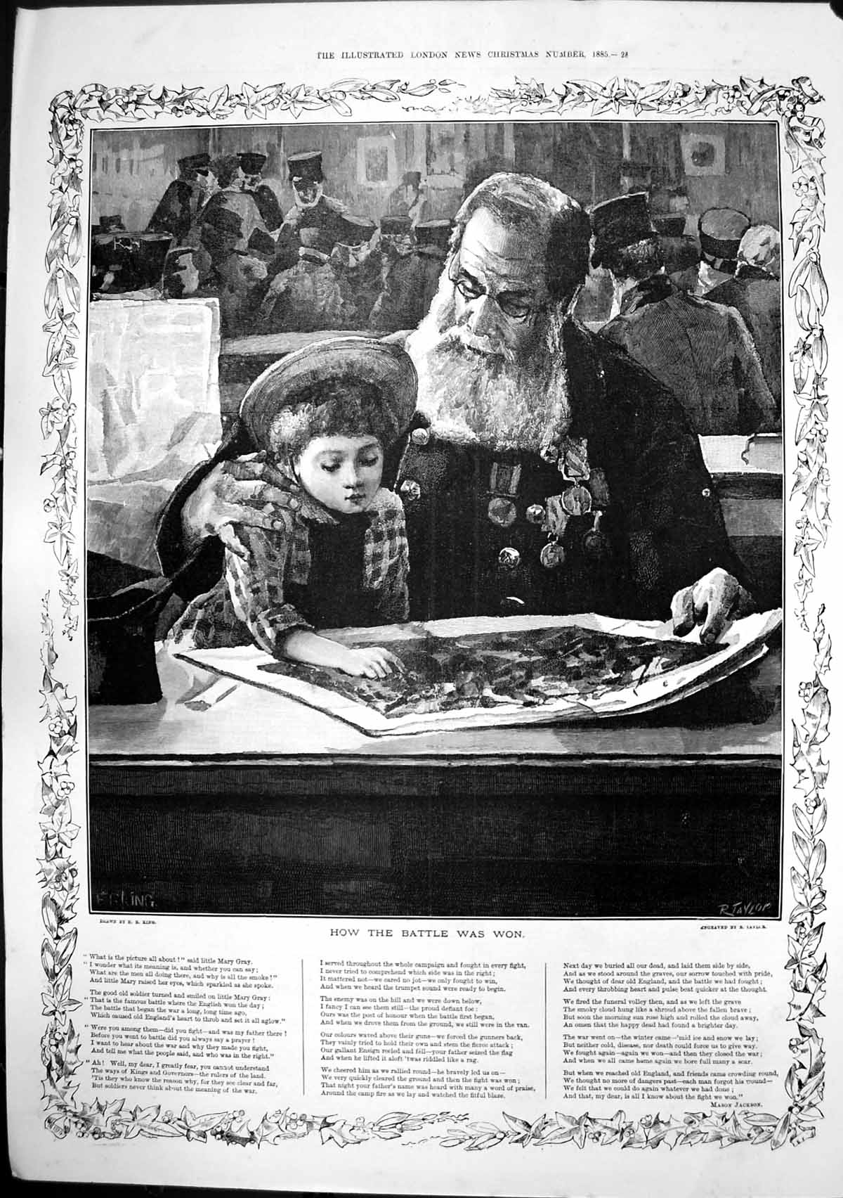 Original Old Antique Print How Battle Was Won E King Ellimans Embrocation 1885