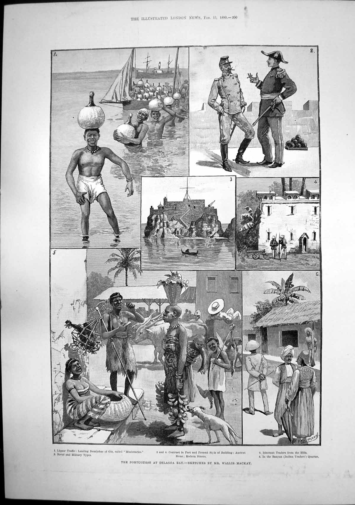 Antique Old Print Portugese Delagoa Bay Traders Right Rev C B Bernard Dd 1890