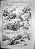Old Ibex Shooting Himalayas Japanese Pillow Sir Frederick Haines 1890 Victorian