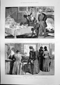 Antique Old Print Railway Strike Scotland Charles Keene Jl Latey Turkey 1891