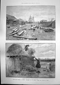 Old Siberia Winter Forage Fuel Village Monastykir Yenisei River 1891 Victorian