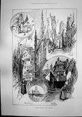 Antique Print Rouen Normandy Palais De Justice St Ouen George Morland 1891 19th