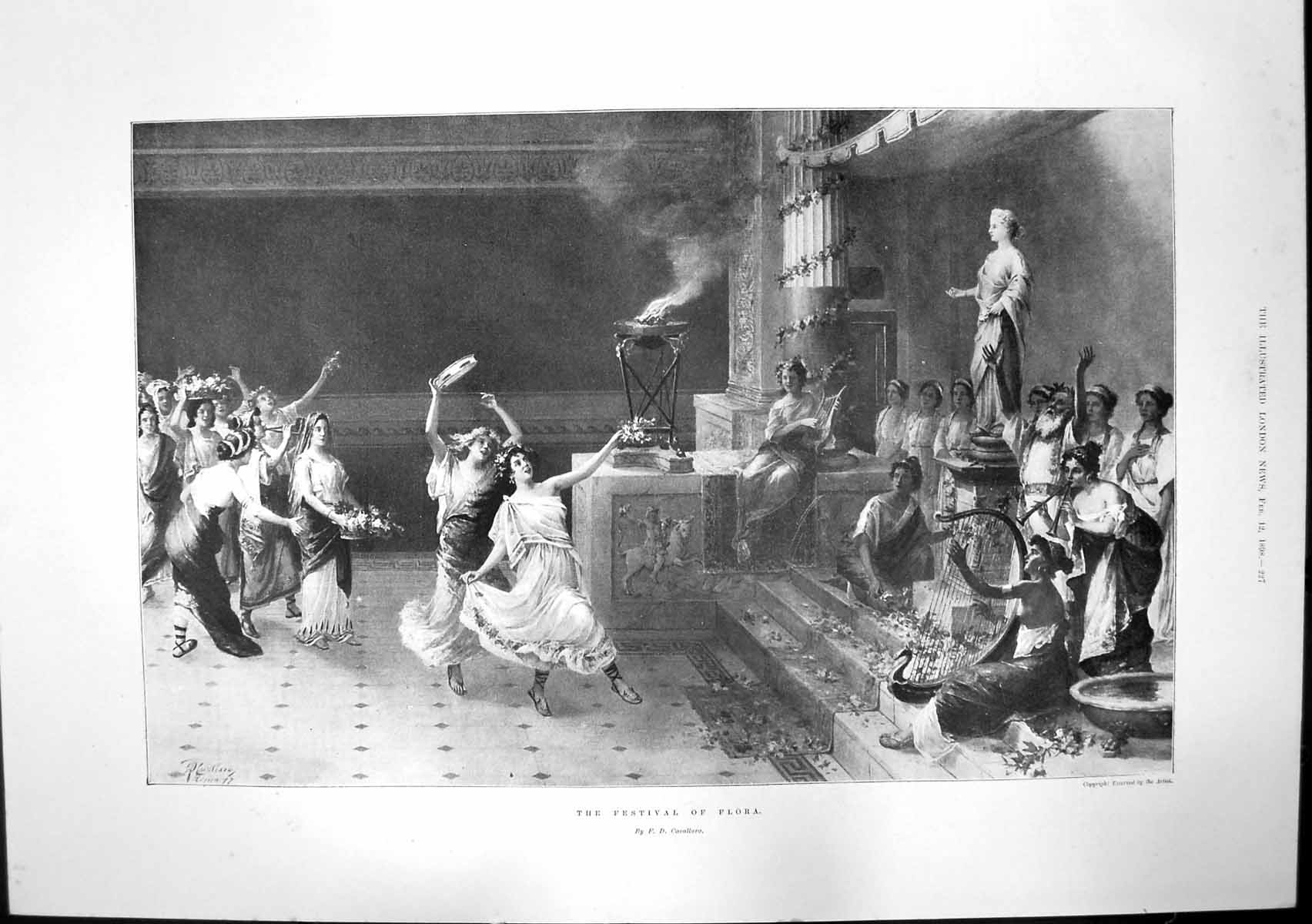 Antique Print Festival Flora F Cavallaro Evening Gown Becoming Costume 1898