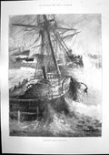 Antique Old Print Waterlogged Rescue Mid Atlantic Soudan Advance Halfa 1898
