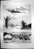 Antique Old Print Oxford Cambridge Boat Race Bombay Riots Police Firing 1898