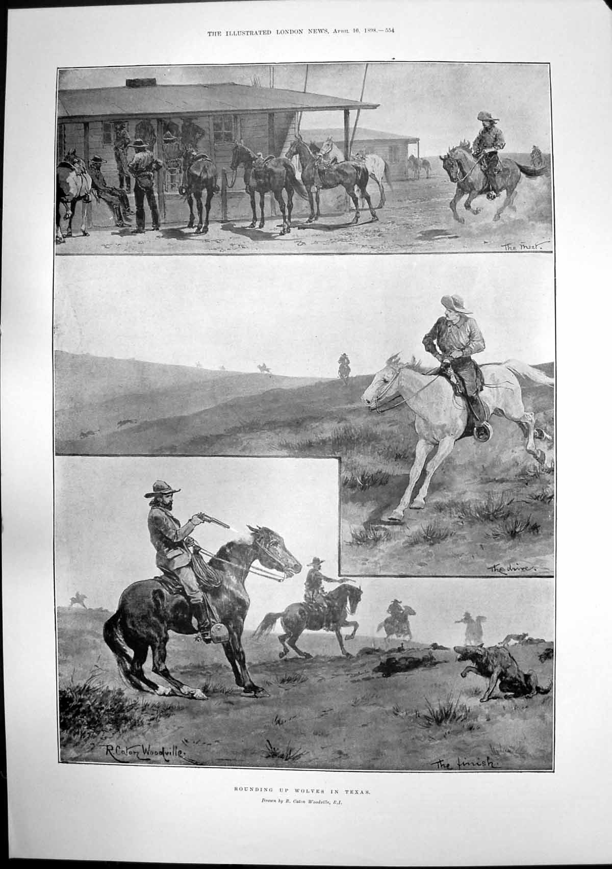 Antique Print Rounding Wolves Texas Soudan Advance Keppel Boat Zaffir 1898 19th