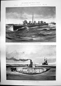 Old Antique Print Spanish Torpedo Boat Americas Holland Common Crier 1898 19th