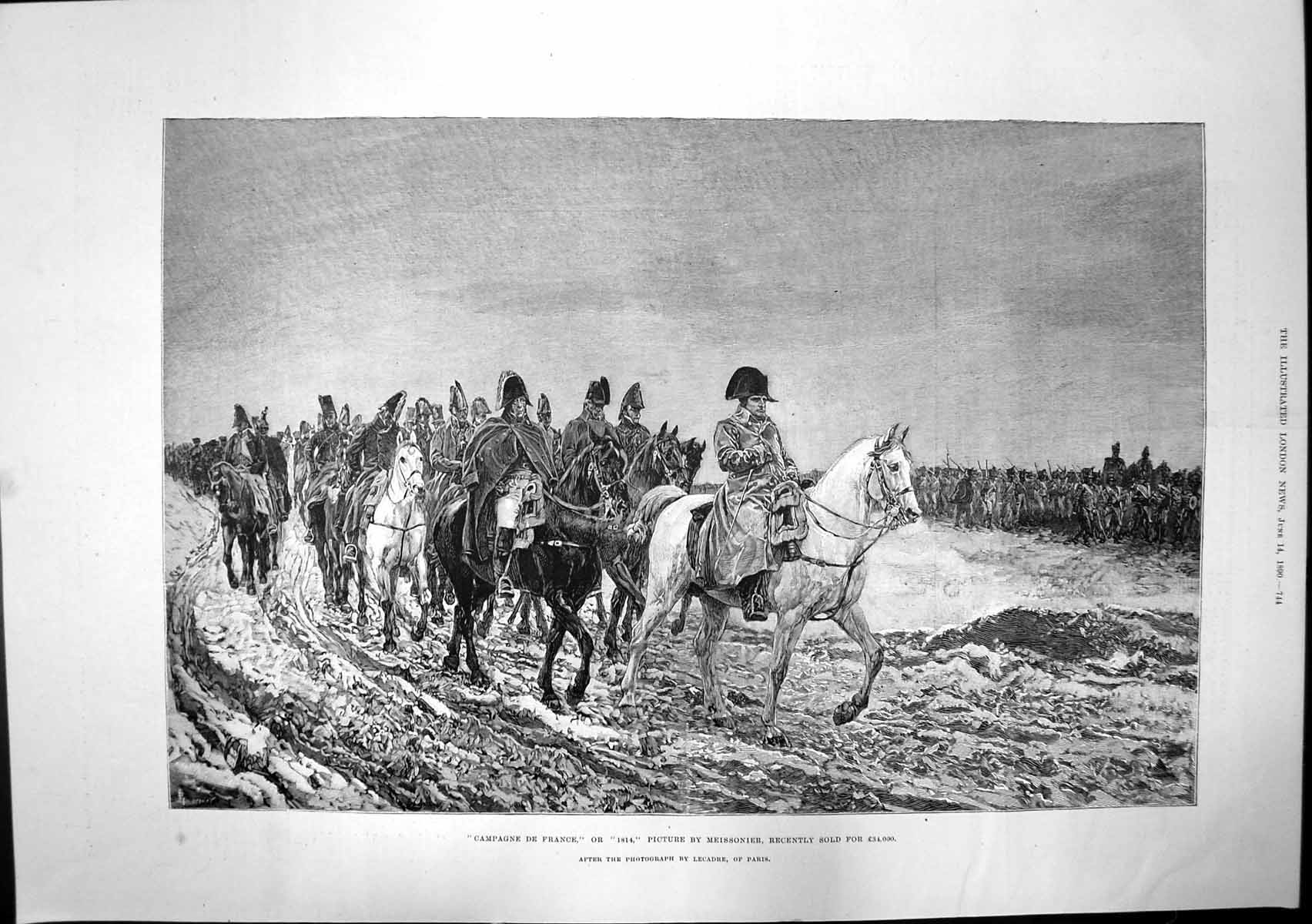 Old Print Campagne De France1814 Meissonier Public Library Edinburgh1890 19th