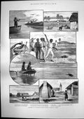 Antique Old Print Australian Mission Station Proposed Railway Jungfrau 1890