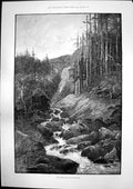 Old Antique Print River Torc Killarney America Wall Street New York 1890 19th