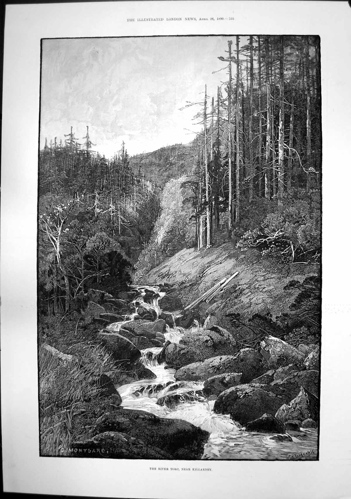 Old Antique Print River Torc Killarney America Wall Street New York 1890 19th