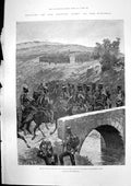 Old Print Battle Vittoria Hussars Bridge Tres Puentes New El Dorado 1897 19th