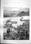 Antique Old Print Troops Crossing Tugela Lord Roberts Departure S Africa 1899