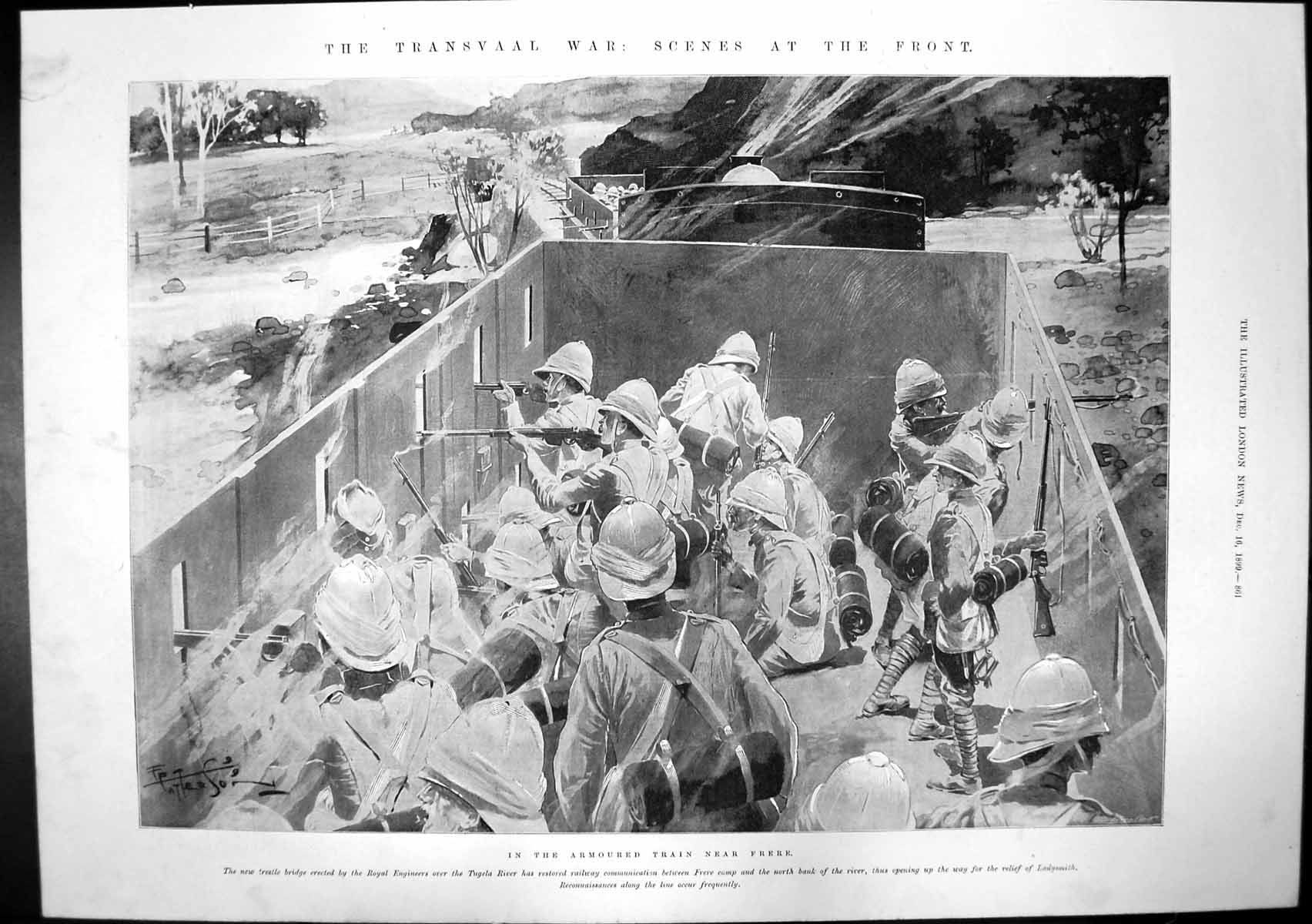Antique Old Print Transvaal War Armoured Train Northumberland Fusiliers 1899
