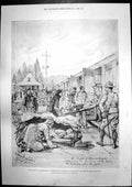Old Antique Print Battle Elandslaagte Wounded Station Sir Henry Tate 1899 19th