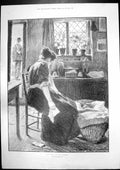 Old Antique Print War Cottage G King Black Watch Colours Guard Gun 1899 19th