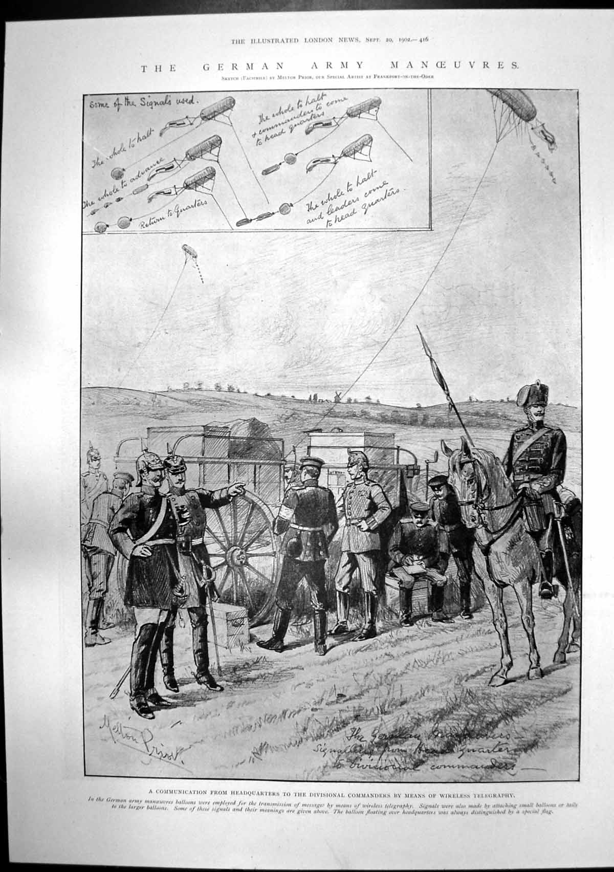 Antique Old Print German Army Wireless Telegraphy Boer Generals Holland 1902