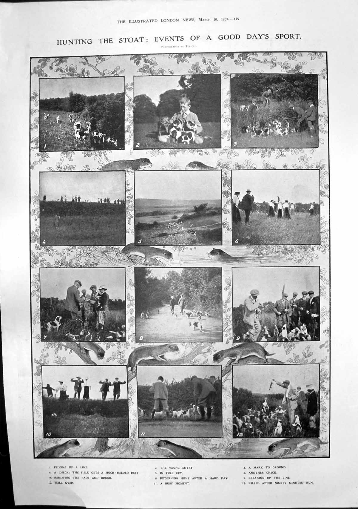 Old Antique Print Hunting Stoat Dickens Cheeryble House Manchester 1907 20th
