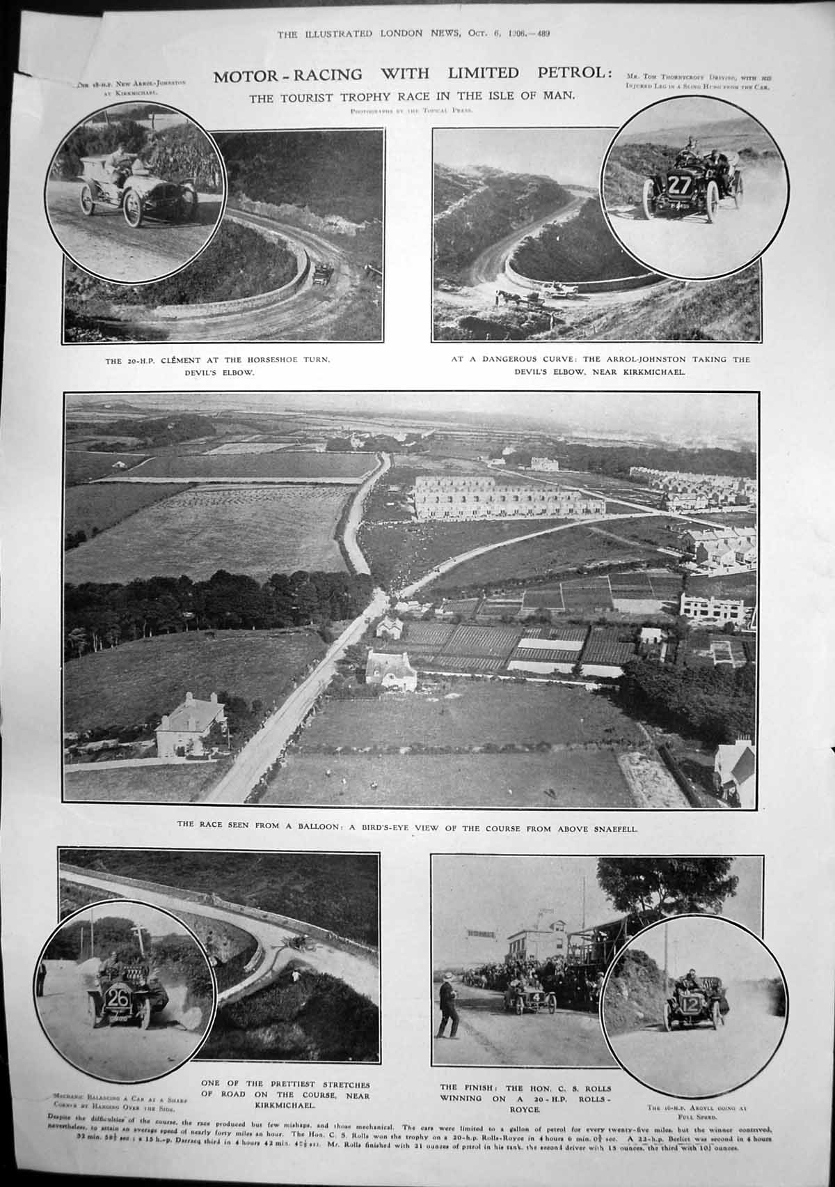 Antique Print Motor Racing Isle Man Riot Covent Garden Artaxerxes 1763 1906