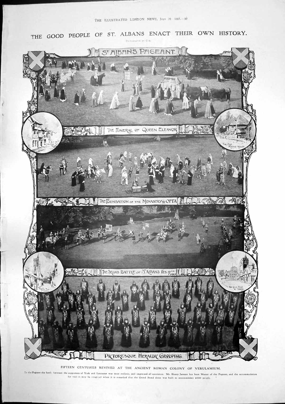 Old Print St Albans Pageant Verulamium Bisley Rifle Shooting Winners 1907 20th