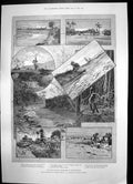 Old Print Chin Frontier Expedition Upper Burmah Big Gun Hms Victoria 1889 19th