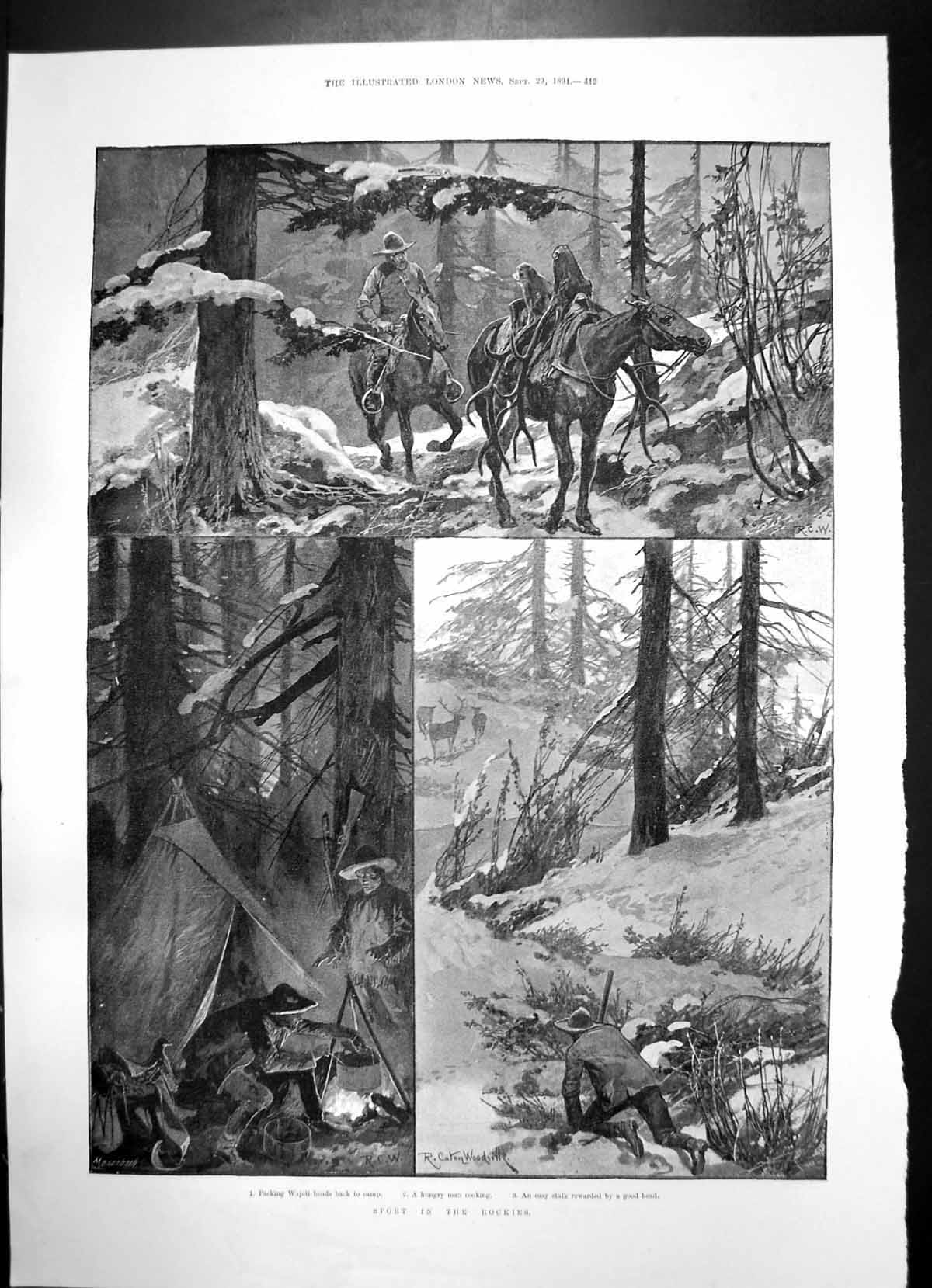 Antique Old Print Sport Rockies Doges Palace Venice Decorative Sculpture 1894