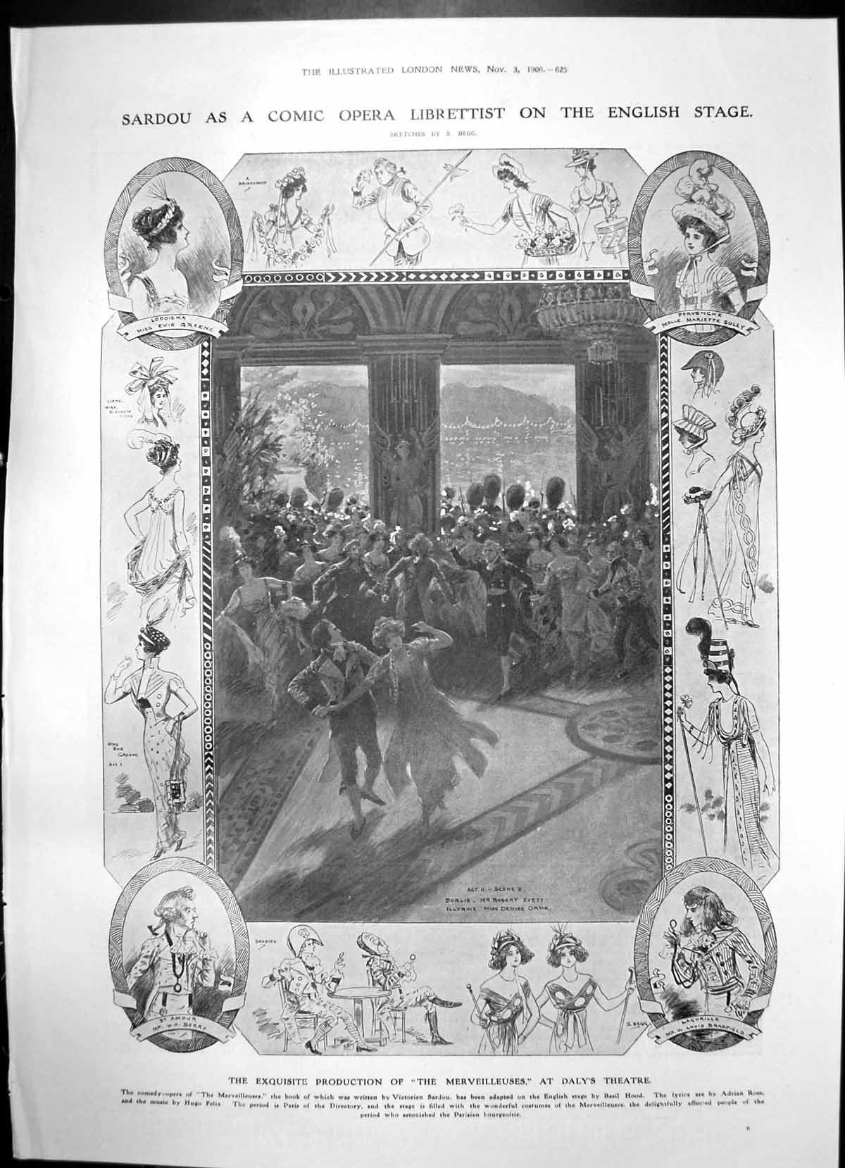 Antique Print Merveilleuses Dalys Theatre Shootings Achnaleish Waving 1906 20th