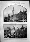 Antique Old Print New Town Hall Munich Monument Lord Salisbury Hatfield 1906