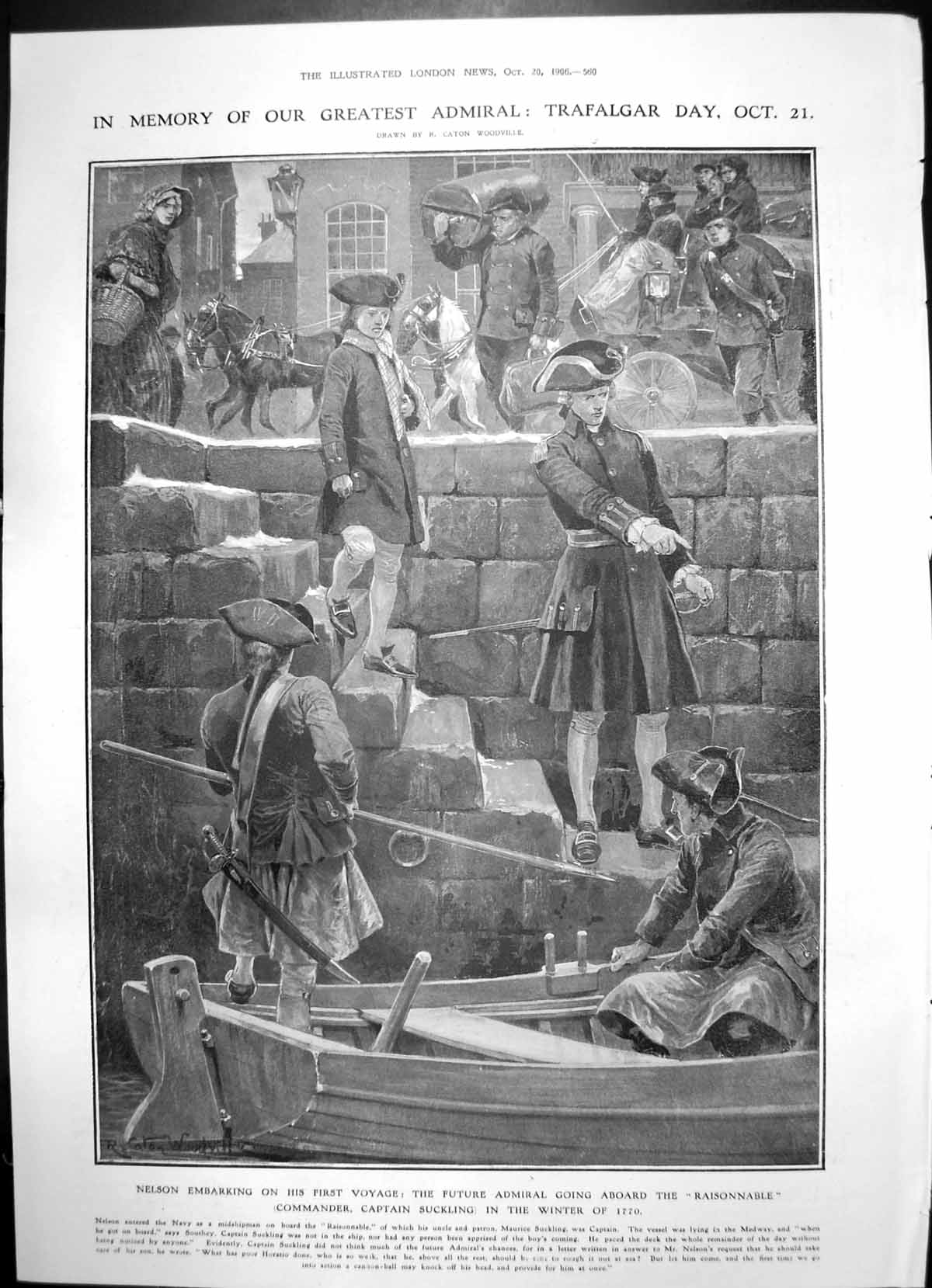 Antique Print Nelson Aboard Raisonnable Trafalgar King Annam Atrocities1906