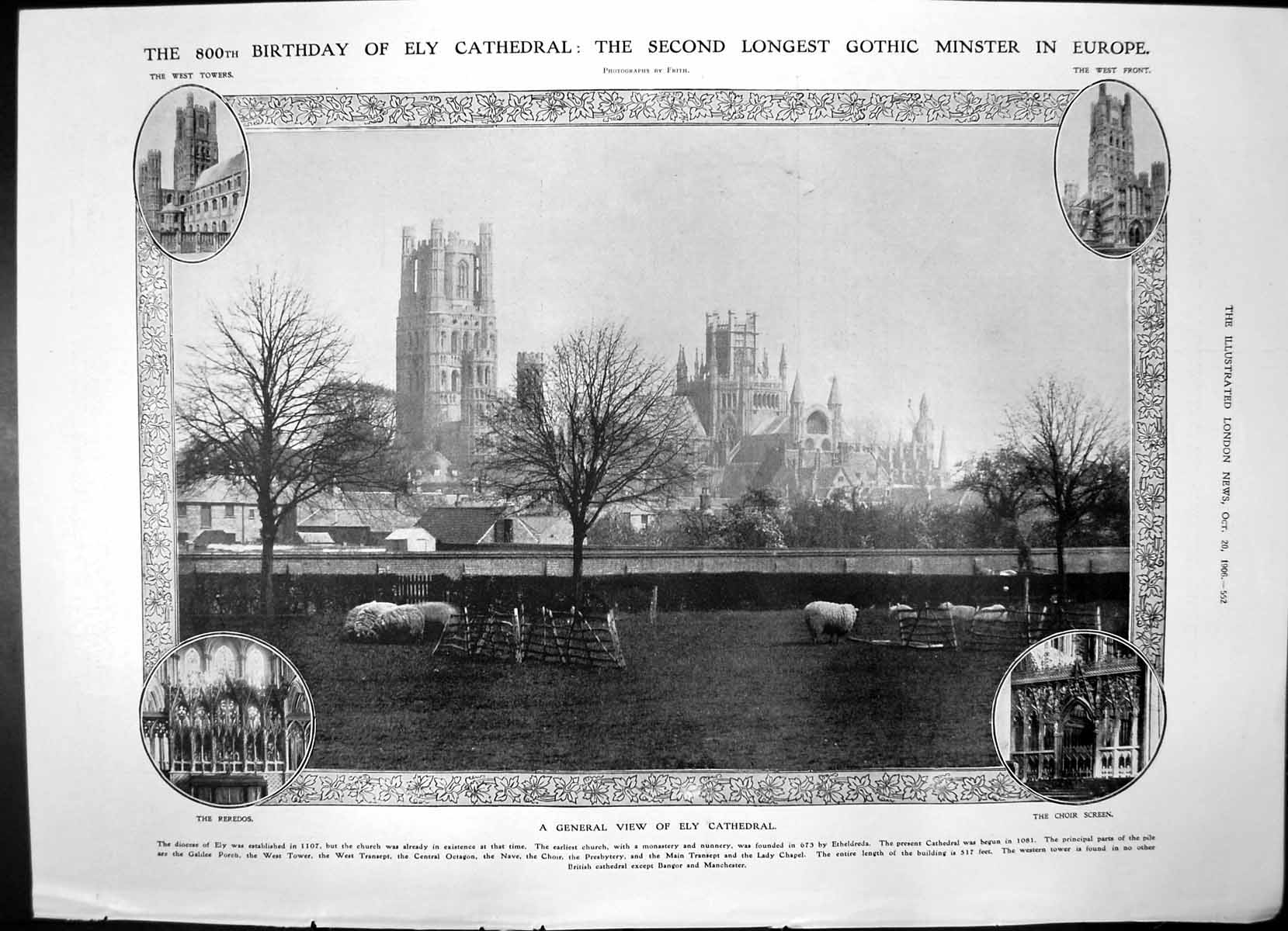 Antique Old Print 800Th Birthday Ely Cathedral Villa Huegel Frau Krupp 1906