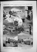 Antique Old Print Making Balloon Forlaninis Hydroplane Boat Dreadnought 1906