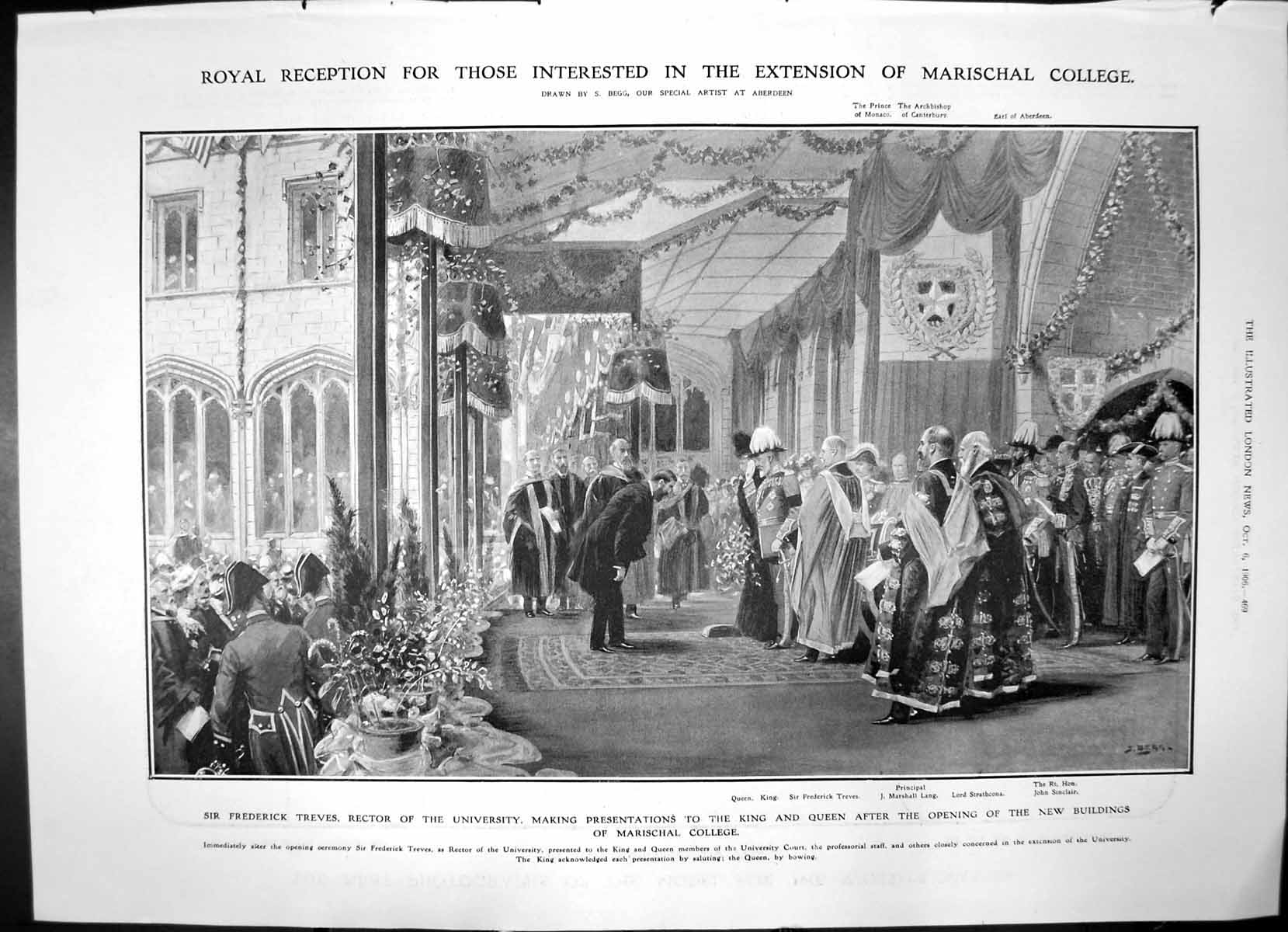 Old Print Royal Reception Marischal College Girls High School Leeds 1906 20th