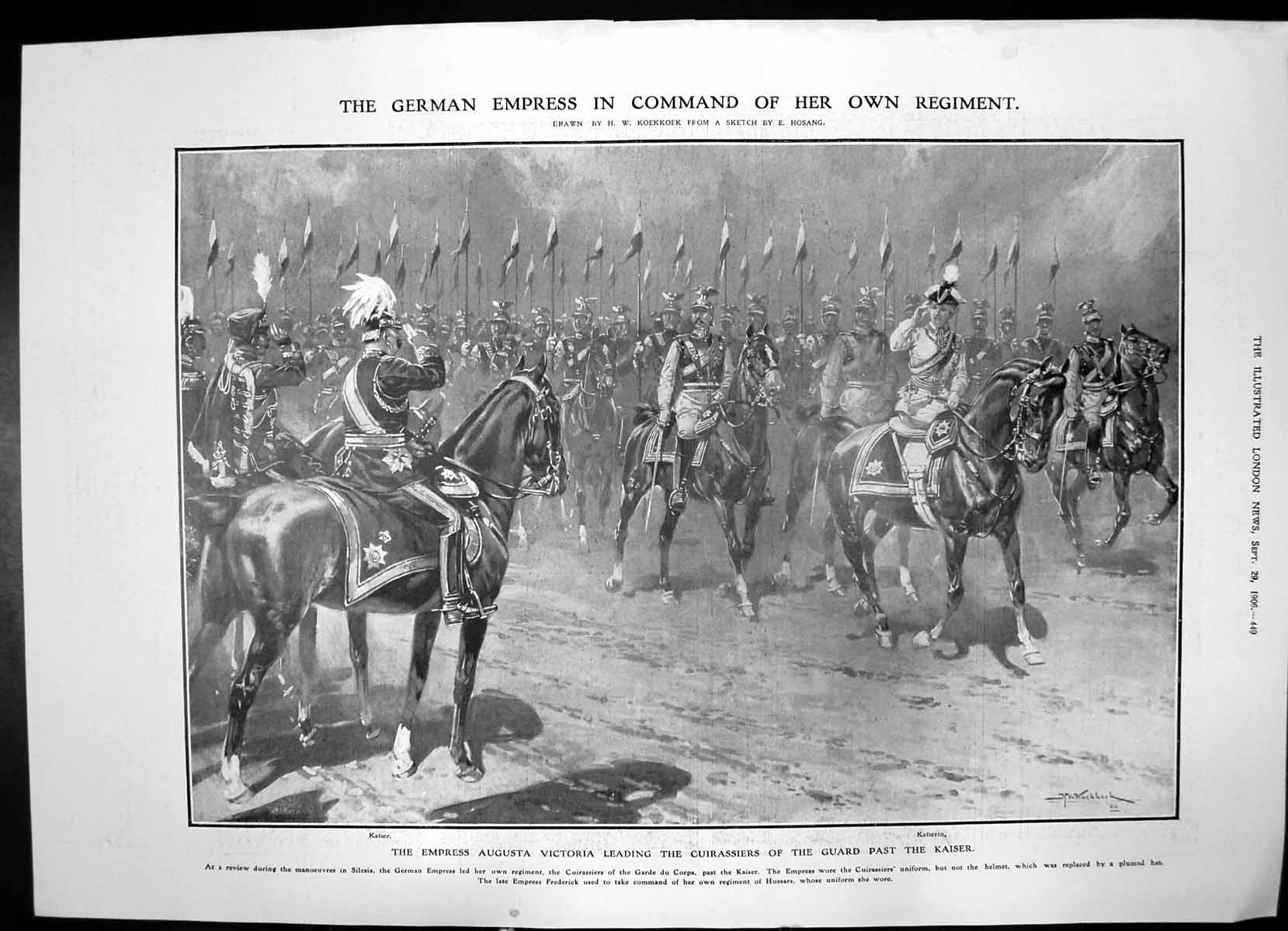 Antique Old Print German Empress Cuirassiers Kaiser Railway Hospital Car 1906