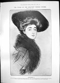 Antique Old Print Mademoiselle X Helleu Signal Balloon Cavalry Caravan 1906